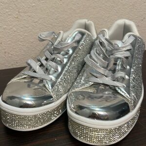 Uubaris Sparkle Glitter Sneakers Silver Size 9